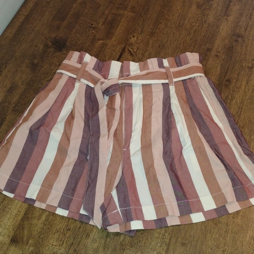 MADEWELL PAPER BAG High Rise RAINBOW STRIPE Brown Tan CREME 6 - Picture 4 of 9